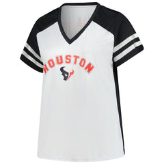 C.J. Stroud Houston Texans Women's Plus Size Bling V-Neck T-Shirt White | Fanatics