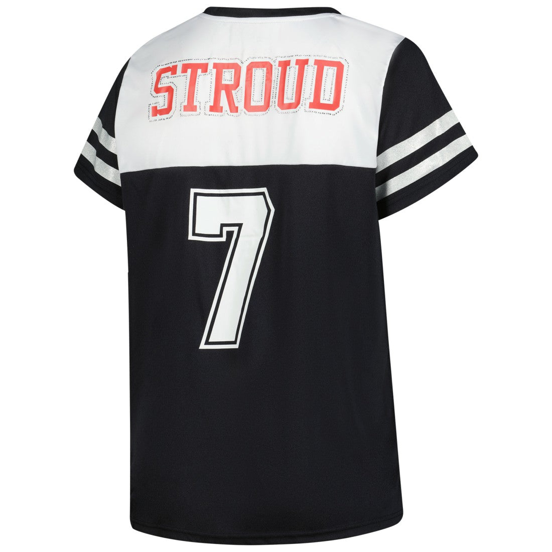 C.J. Stroud Houston Texans Women's Plus Size Bling V-Neck T-Shirt White | Fanatics