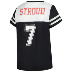 C.J. Stroud Houston Texans Women's Plus Size Bling V-Neck T-Shirt White | Fanatics