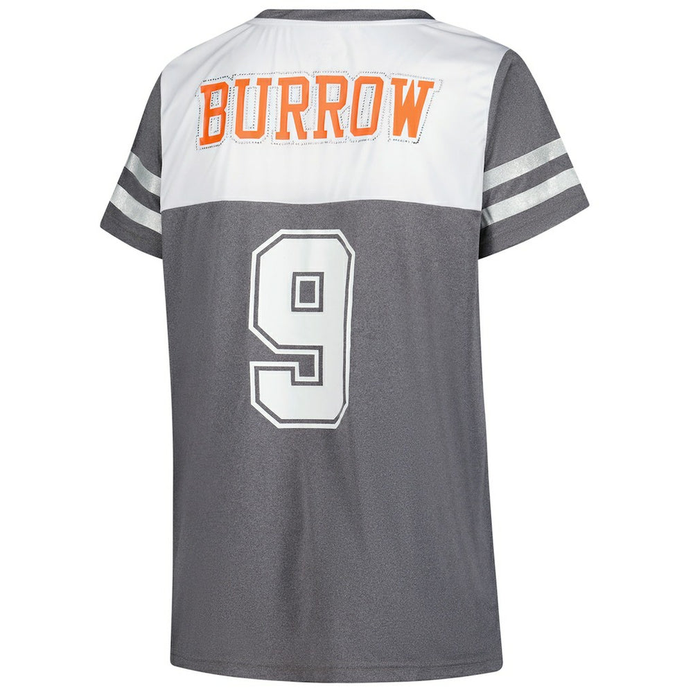 Joe Burrow Cincinnati Bengals Women's Plus Size Bling V-Neck T-Shirt White | Fanatics