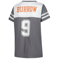 Joe Burrow Cincinnati Bengals Women's Plus Size Bling V-Neck T-Shirt White | Fanatics