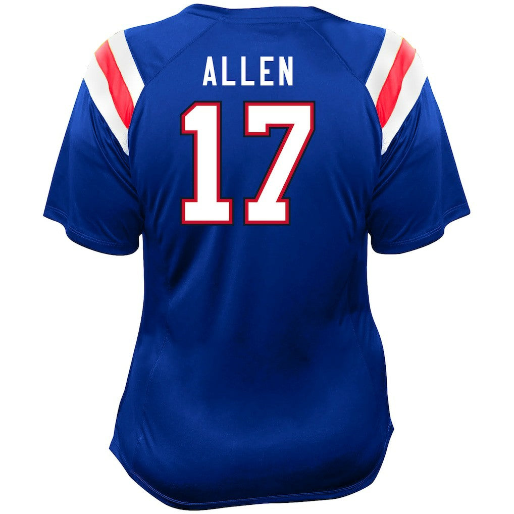 Josh Allen Buffalo Bills Women's Plus Size Name & Number Raglan Lace V-Neck T-Shirt Royal | Fanatics