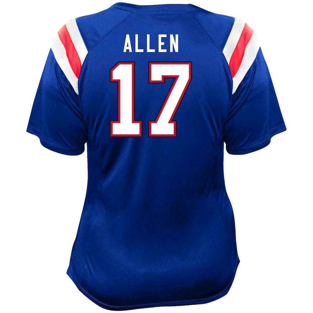 Josh Allen Buffalo Bills Women's Plus Size Name & Number Raglan Lace V-Neck T-Shirt Royal | Fanatics