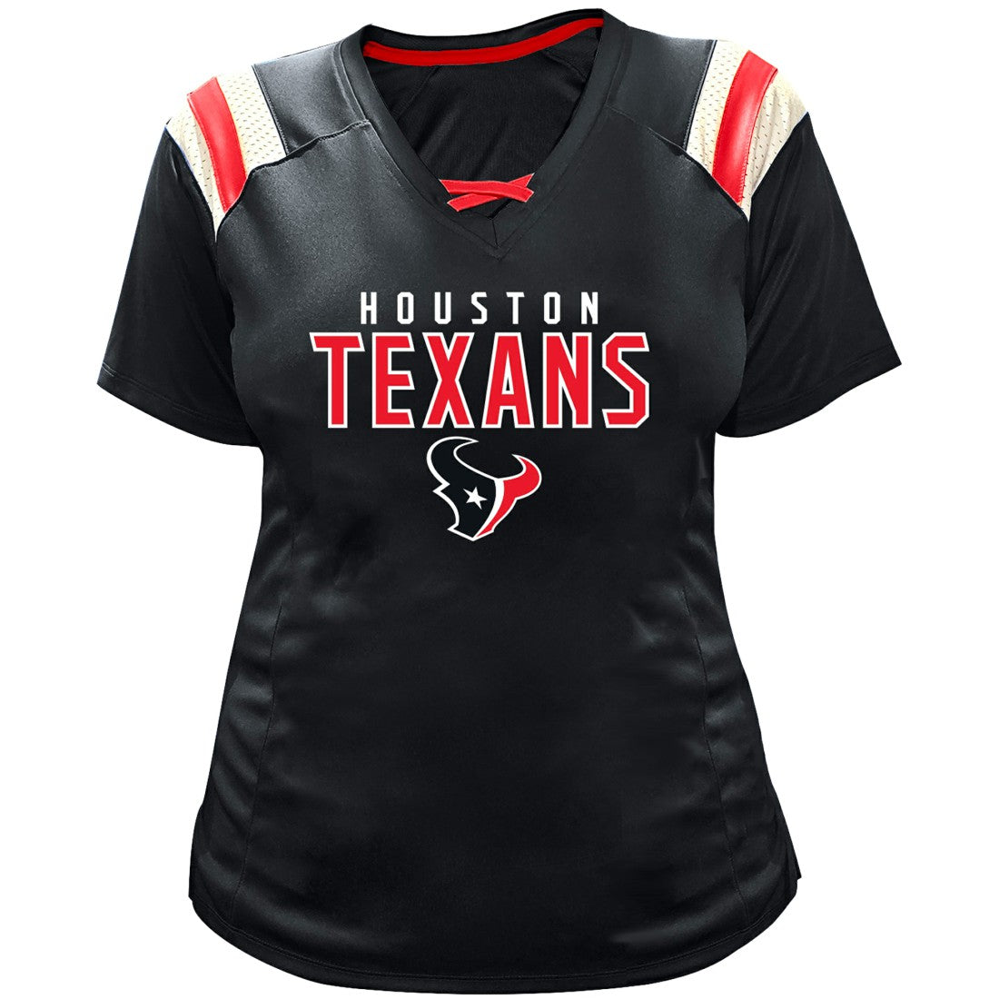 C.J. Stroud Houston Texans Women's Plus Size Name & Number Raglan Lace V-Neck T-Shirt Navy | Fanatics