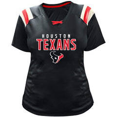 C.J. Stroud Houston Texans Women's Plus Size Name & Number Raglan Lace V-Neck T-Shirt Navy | Fanatics