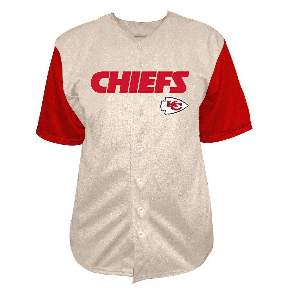 Patrick Mahomes Kansas City Chiefs Big & Tall Baseball Button-Up Shirt Cream | Fanatics