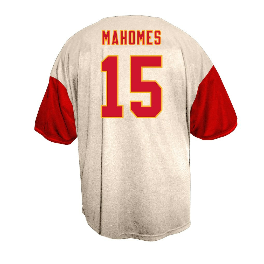 Patrick Mahomes Kansas City Chiefs Big & Tall Baseball Button-Up Shirt Cream | Fanatics