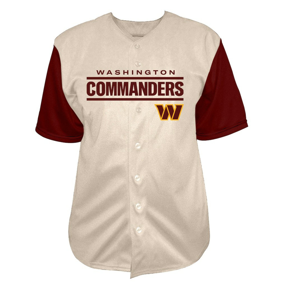 Jayden Daniels Washington Commanders Big & Tall Baseball Button-Up Shirt Cream | Fanatics