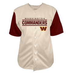 Jayden Daniels Washington Commanders Big & Tall Baseball Button-Up Shirt Cream | Fanatics