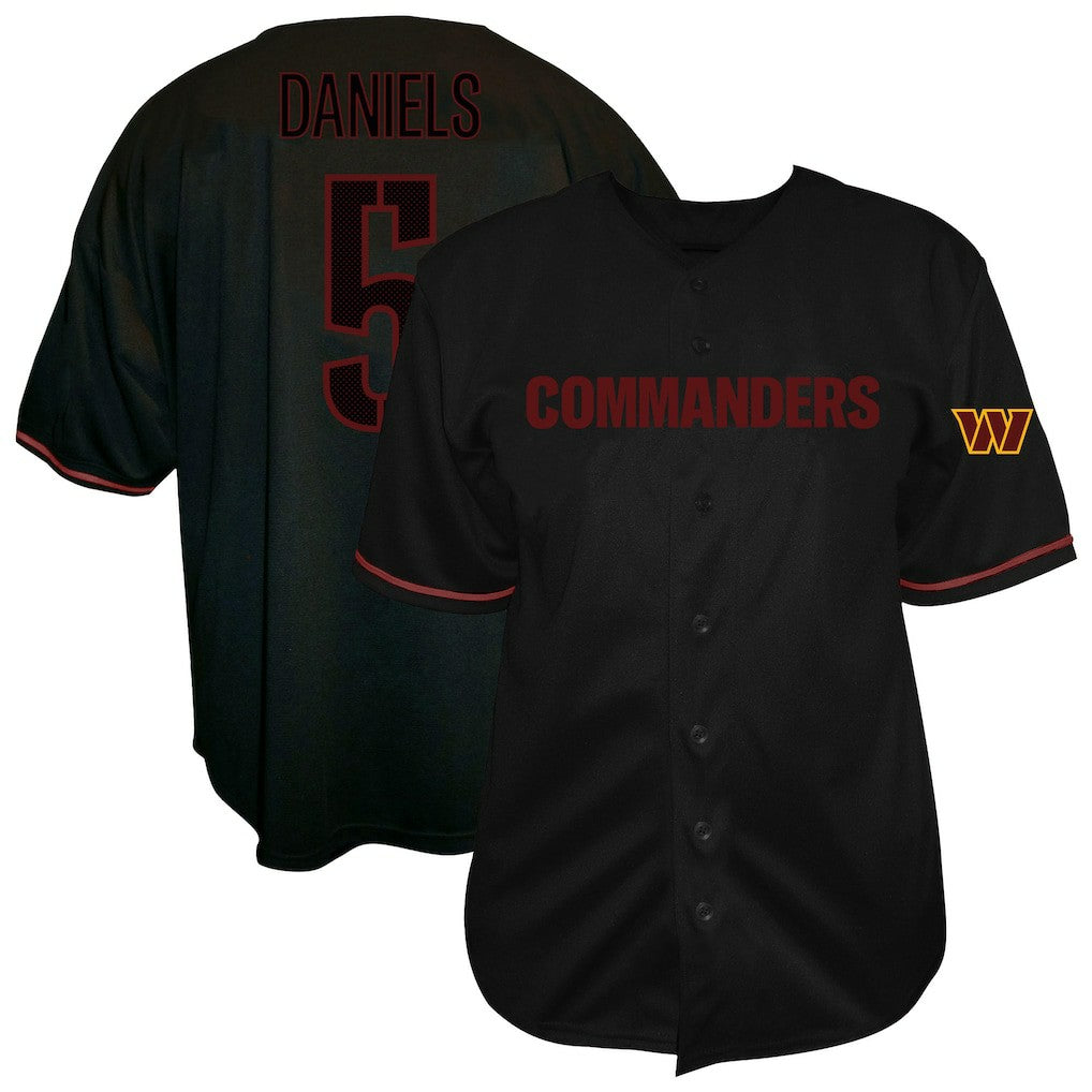 Jayden Daniels Washington Commanders Big & Tall Baseball Button-Up Shirt Black | Fanatics