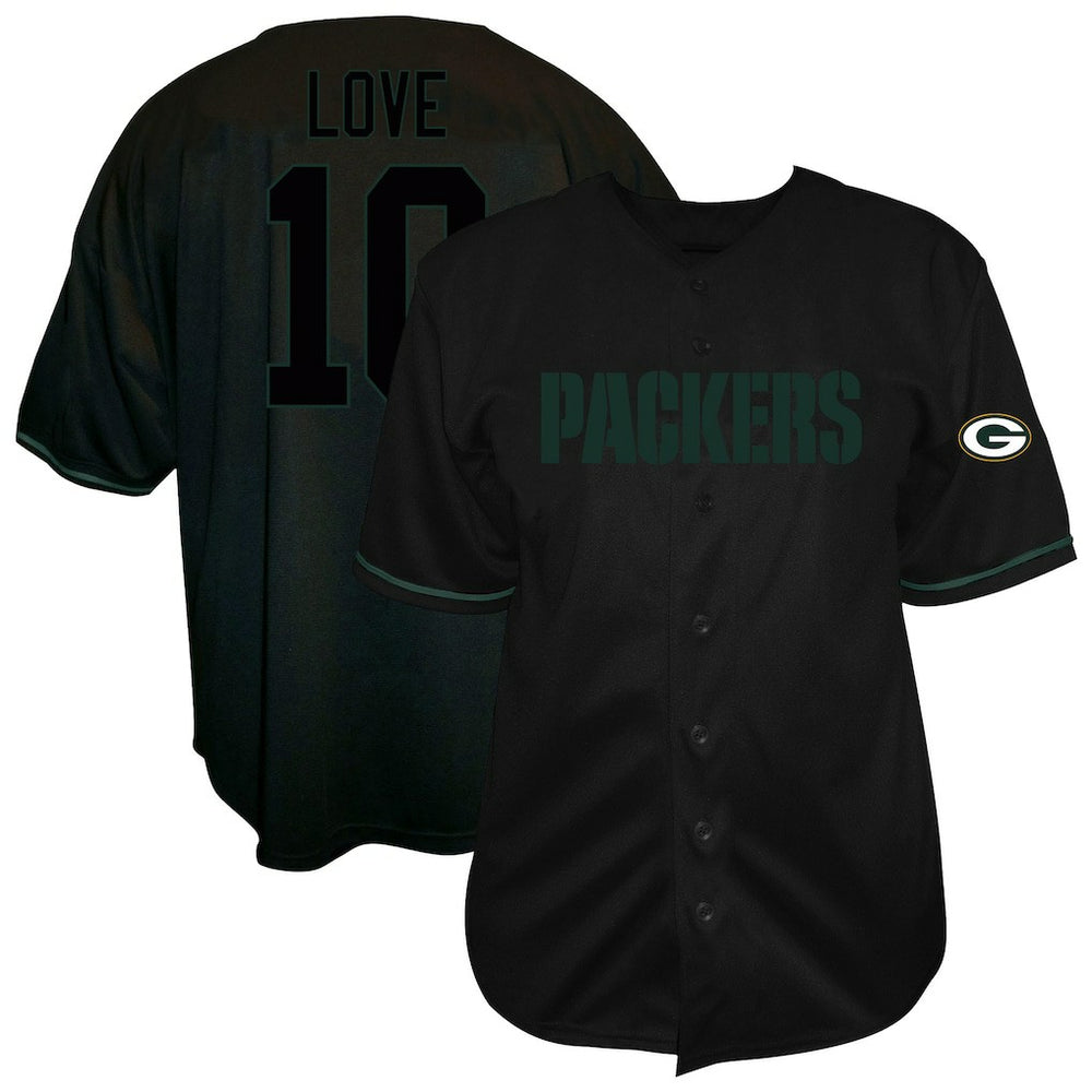 Jordan Love Green Bay Packers Big & Tall Baseball Button-Up Shirt Black | Fanatics