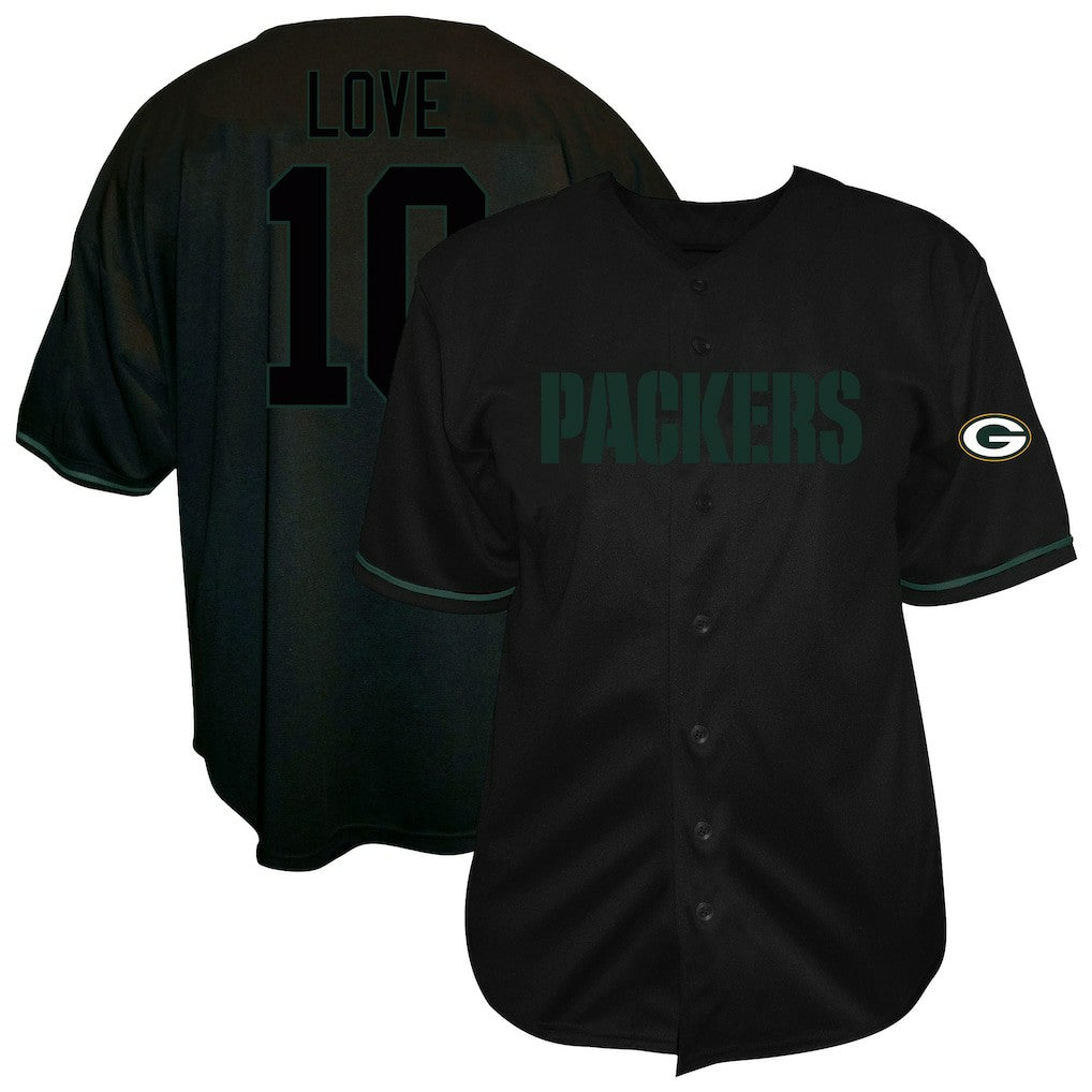 Jordan Love Green Bay Packers Big & Tall Baseball Button-Up Shirt Black | Fanatics