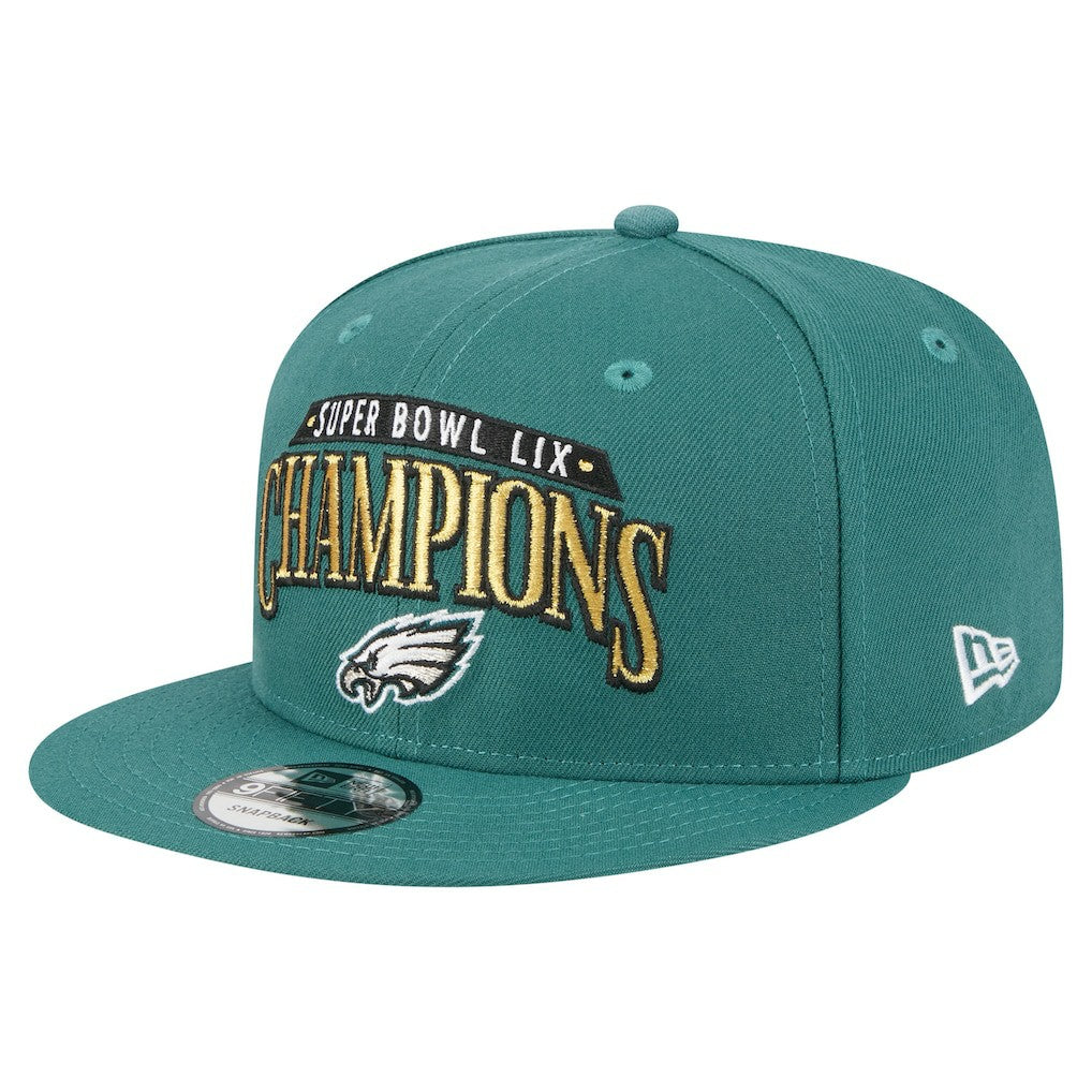Philadelphia Eagles New Era Super Bowl LIX Champions 9FIFTY Snapback Hat Midnight Green | NFL