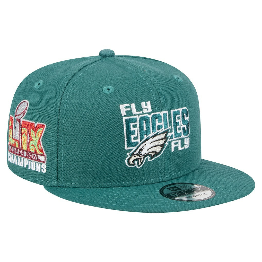 Philadelphia Eagles New Era Super Bowl LIX Champions Side Patch 9FIFTY Snapback Hat Midnight Green | NFL