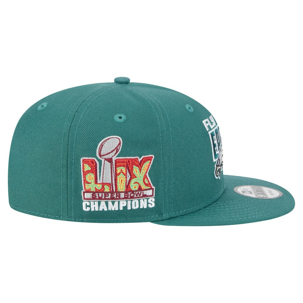 Philadelphia Eagles New Era Super Bowl LIX Champions Side Patch 9FIFTY Snapback Hat Midnight Green | NFL