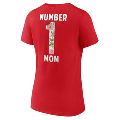 Kansas City Chiefs Women's Number 1 Mom Floral V-Neck T-Shirt Red | NFL