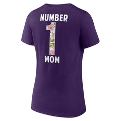 Baltimore Ravens Women's Number 1 Mom Floral V-Neck T-Shirt Purple | NFL