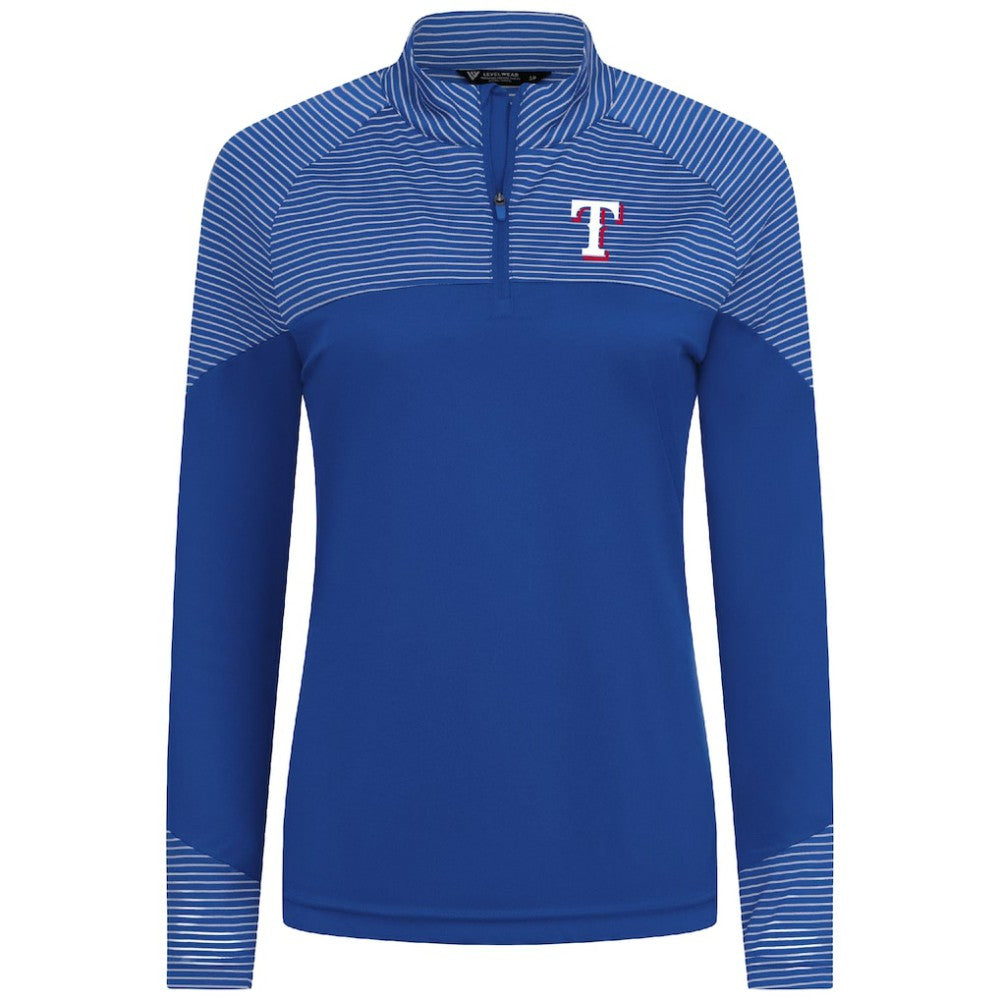 Texas Rangers Levelwear Women's Classic Stripes Insignia 2.0 Raglan Quarter-Zip Top - MLB