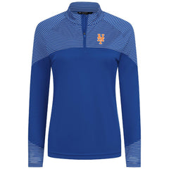 New York Mets Levelwear Women's Classic Stripes Insignia 2.0 Raglan Quarter-Zip Top - MLB