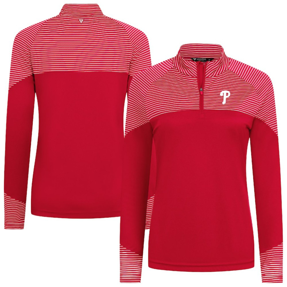 Philadelphia Phillies Levelwear Women's Classic Stripes Insignia 2.0 Raglan Quarter-Zip Top - MLB