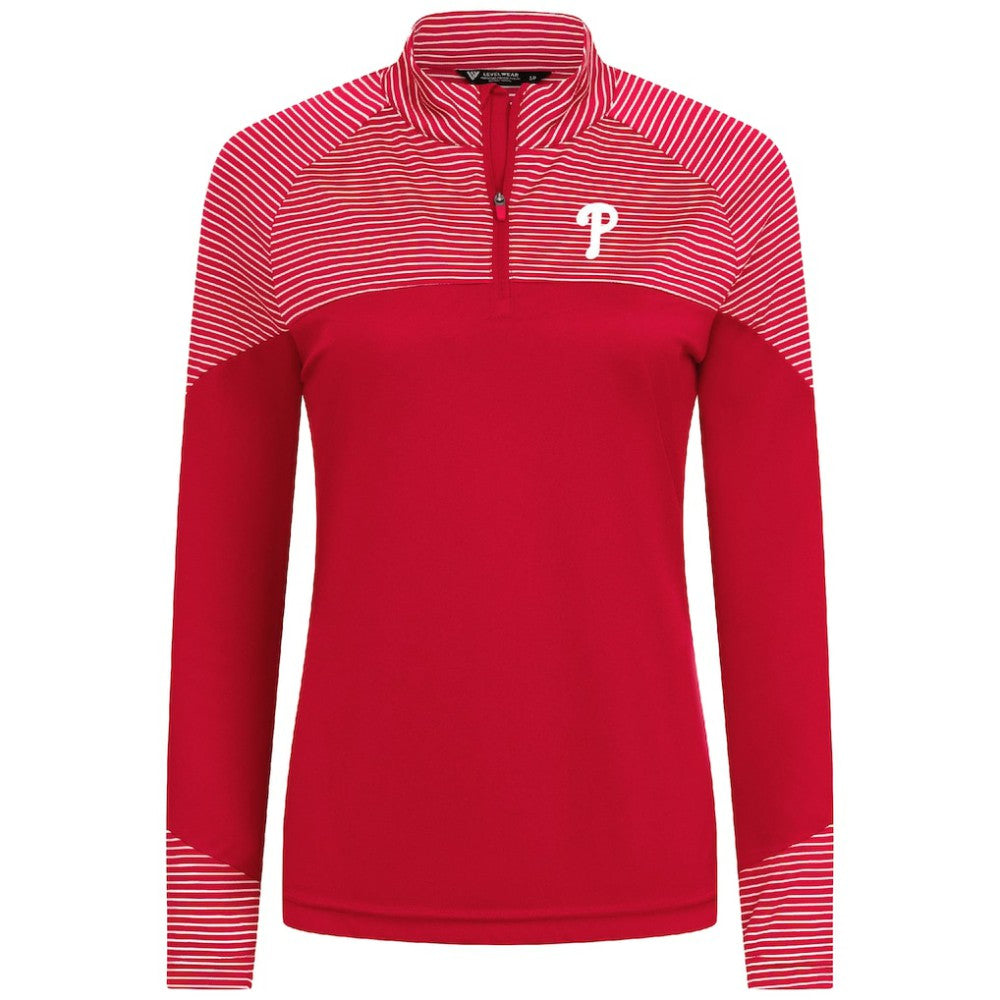 Philadelphia Phillies Levelwear Women's Classic Stripes Insignia 2.0 Raglan Quarter-Zip Top - MLB