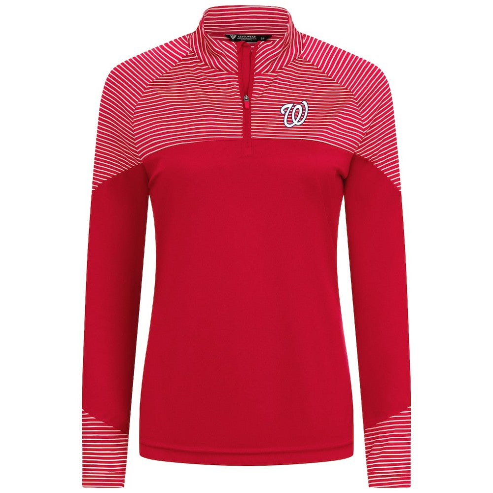 Washington Nationals Levelwear Women's Classic Stripes Insignia 2.0 Raglan Quarter-Zip Top - MLB