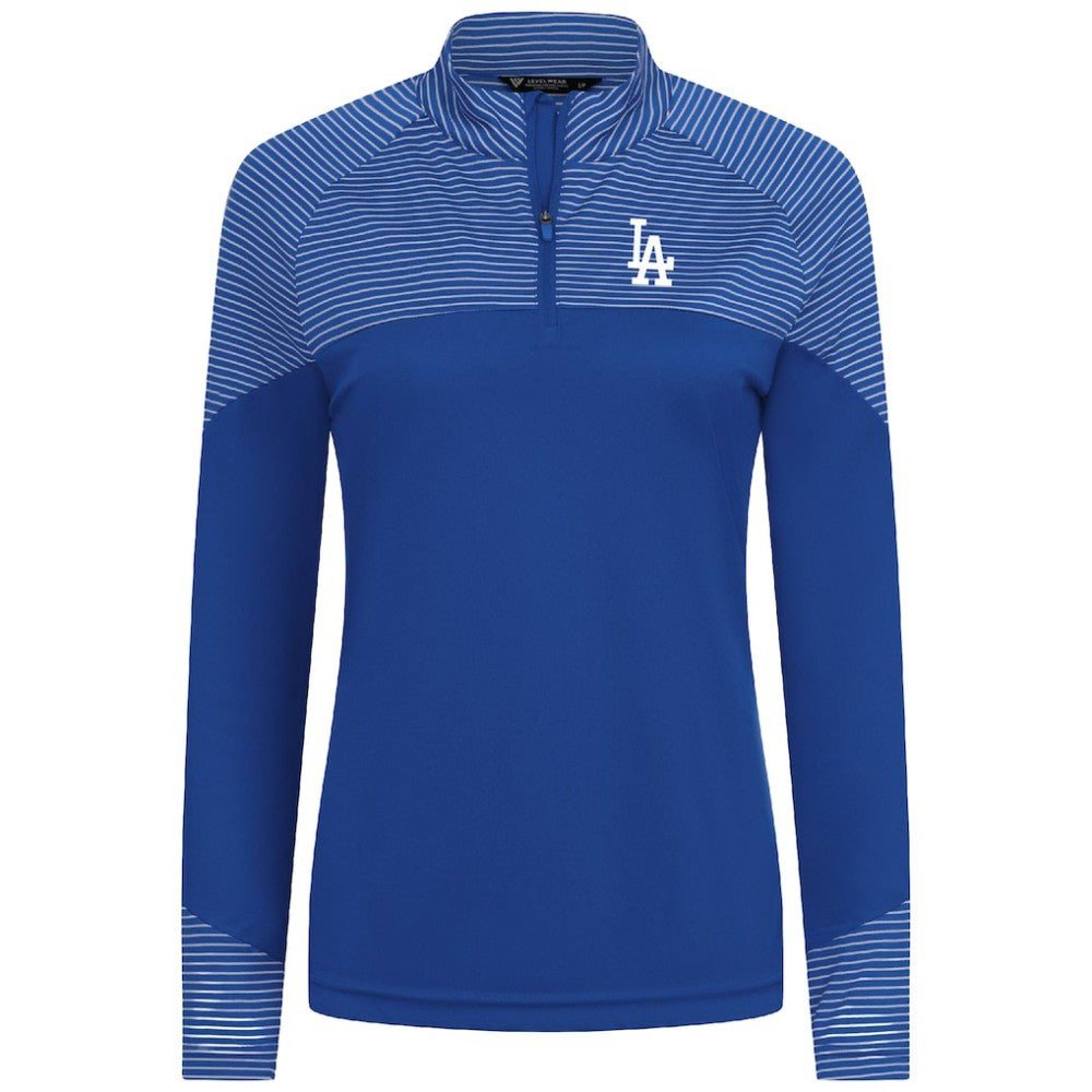 Los Angeles Dodgers Levelwear Women's Classic Stripes Insignia 2.0 Raglan Quarter-Zip Top - MLB