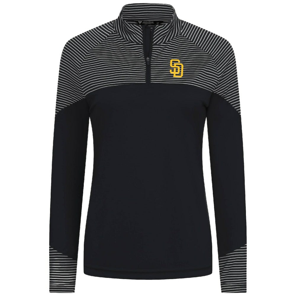 San Diego Padres Levelwear Women's Classic Stripes Insignia 2.0 Raglan Quarter-Zip Top - MLB