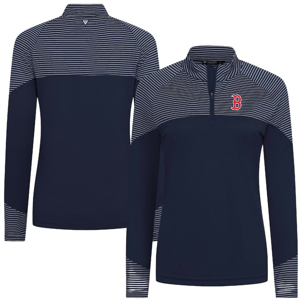Boston Red Sox Levelwear Women's Classic Stripes Insignia 2.0 Raglan Quarter-Zip Top - MLB