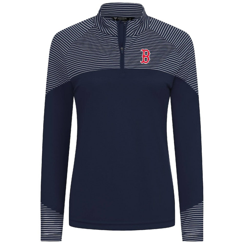 Boston Red Sox Levelwear Women's Classic Stripes Insignia 2.0 Raglan Quarter-Zip Top - MLB