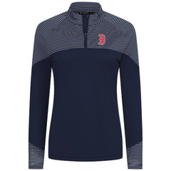 Boston Red Sox Levelwear Women's Classic Stripes Insignia 2.0 Raglan Quarter-Zip Top - MLB