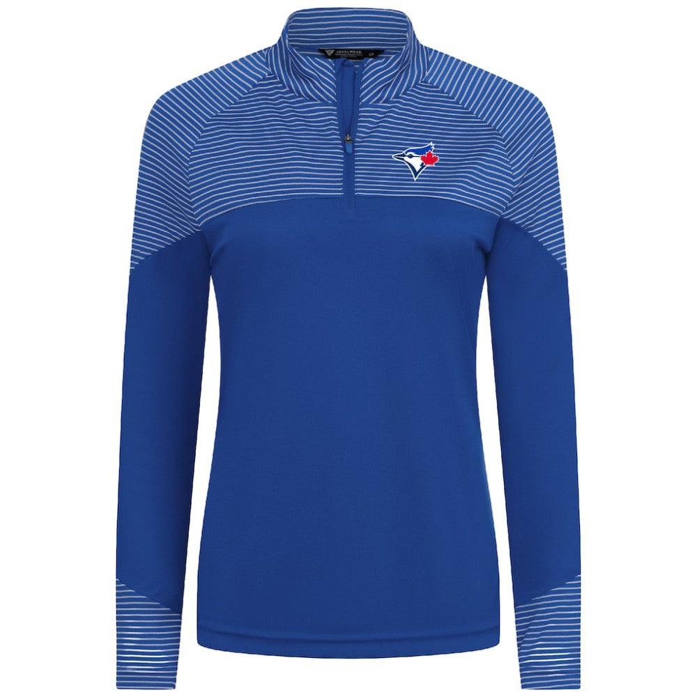 Toronto Blue Jays Levelwear Women's Classic Stripes Insignia 2.0 Raglan Quarter-Zip Top - MLB