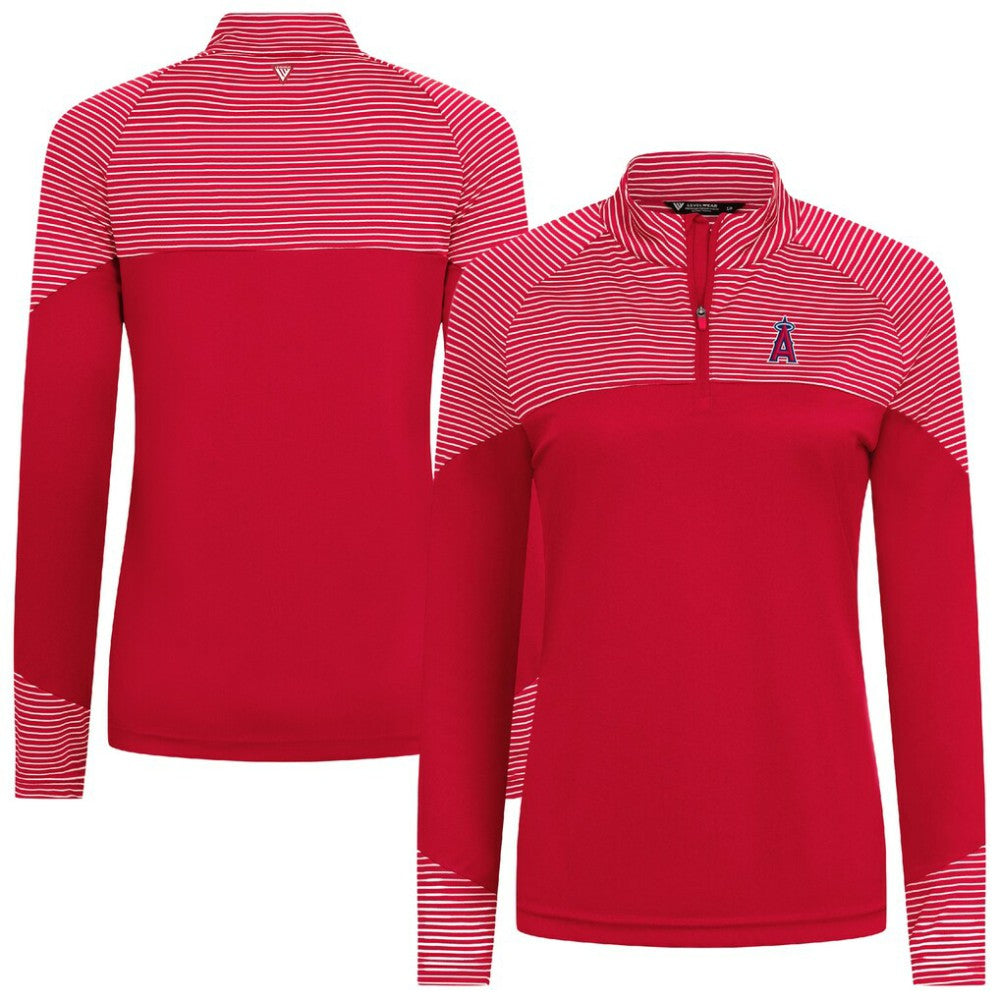 Los Angeles Angels Levelwear Women's Classic Stripes Insignia 2.0 Raglan Quarter-Zip Top - MLB