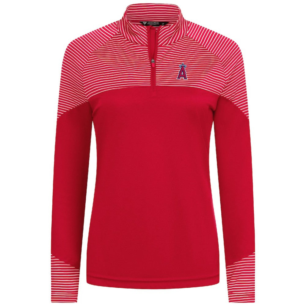 Los Angeles Angels Levelwear Women's Classic Stripes Insignia 2.0 Raglan Quarter-Zip Top - MLB