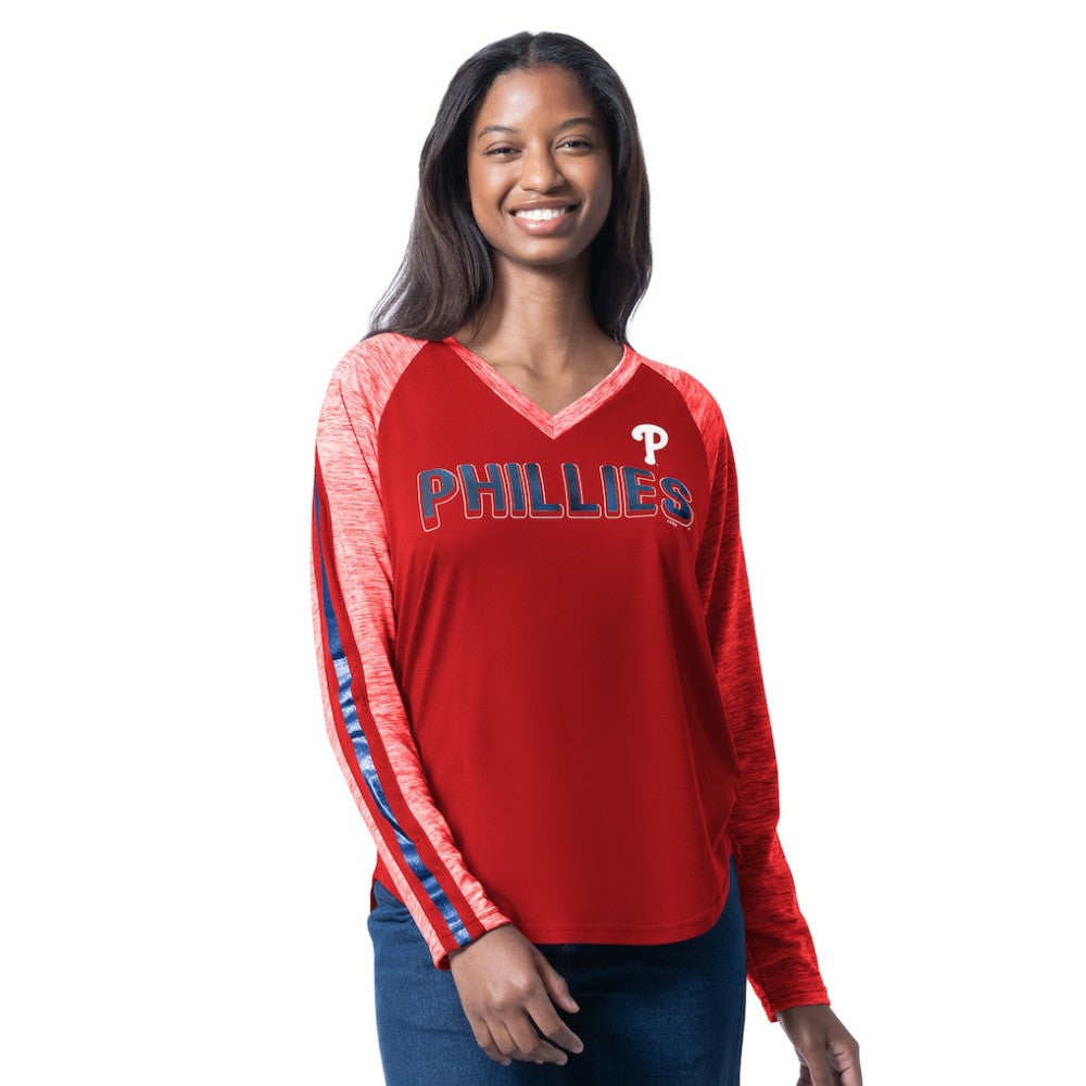 Philadelphia Phillies G-III 4Her by Carl Banks Women's Top Dog Raglan Long Sleeve V-Neck T-Shirt - MLB