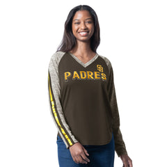 San Diego Padres G-III 4Her by Carl Banks Women's Top Dog Raglan Long Sleeve V-Neck T-Shirt - MLB
