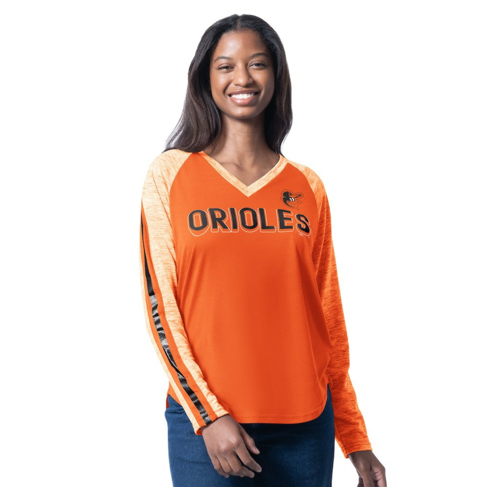 Baltimore Orioles G-III 4Her by Carl Banks Women's Top Dog Raglan Long Sleeve V-Neck T-Shirt - MLB