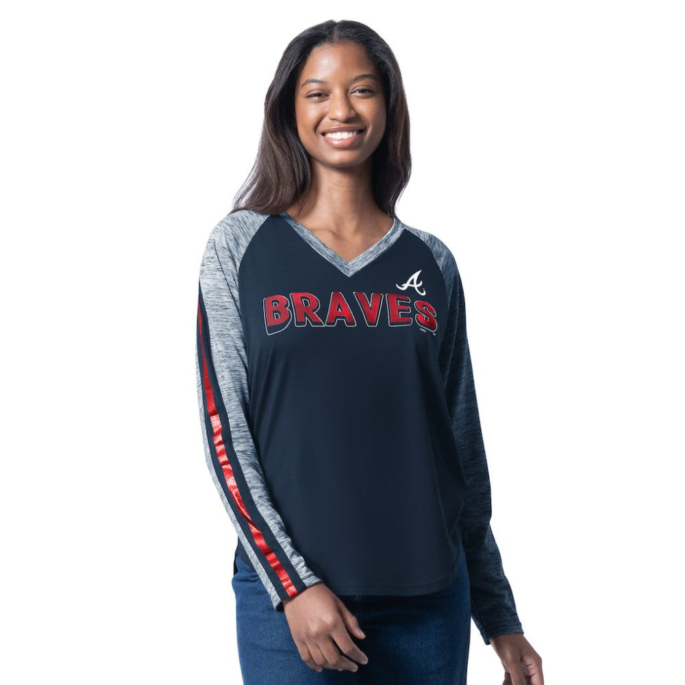 Atlanta Braves G-III 4Her by Carl Banks Women's Top Dog Raglan Long Sleeve V-Neck T-Shirt - MLB