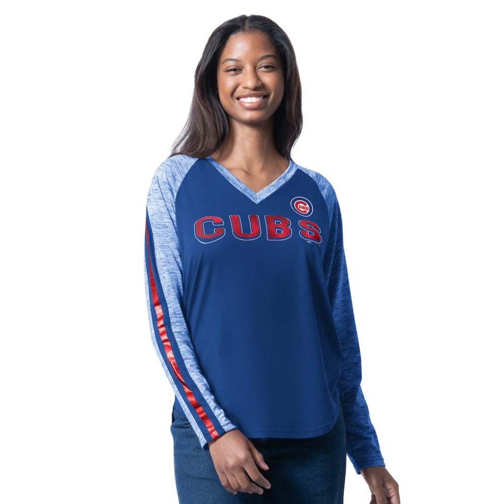 Chicago Cubs G-III 4Her by Carl Banks Women's Top Dog Raglan Long Sleeve V-Neck T-Shirt - MLB