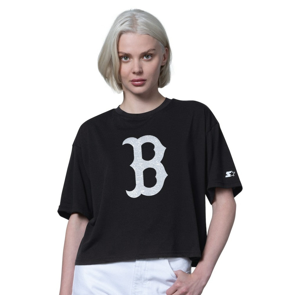 Boston Red Sox Starter Women's Holy Grail Boxy Cropped T-Shirt - MLB