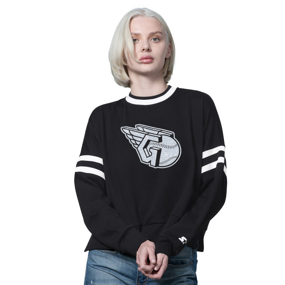 Cleveland Guardians Starter Women's Rally Cropped Drop Shoulder Crewneck Sweatshirt - MLB