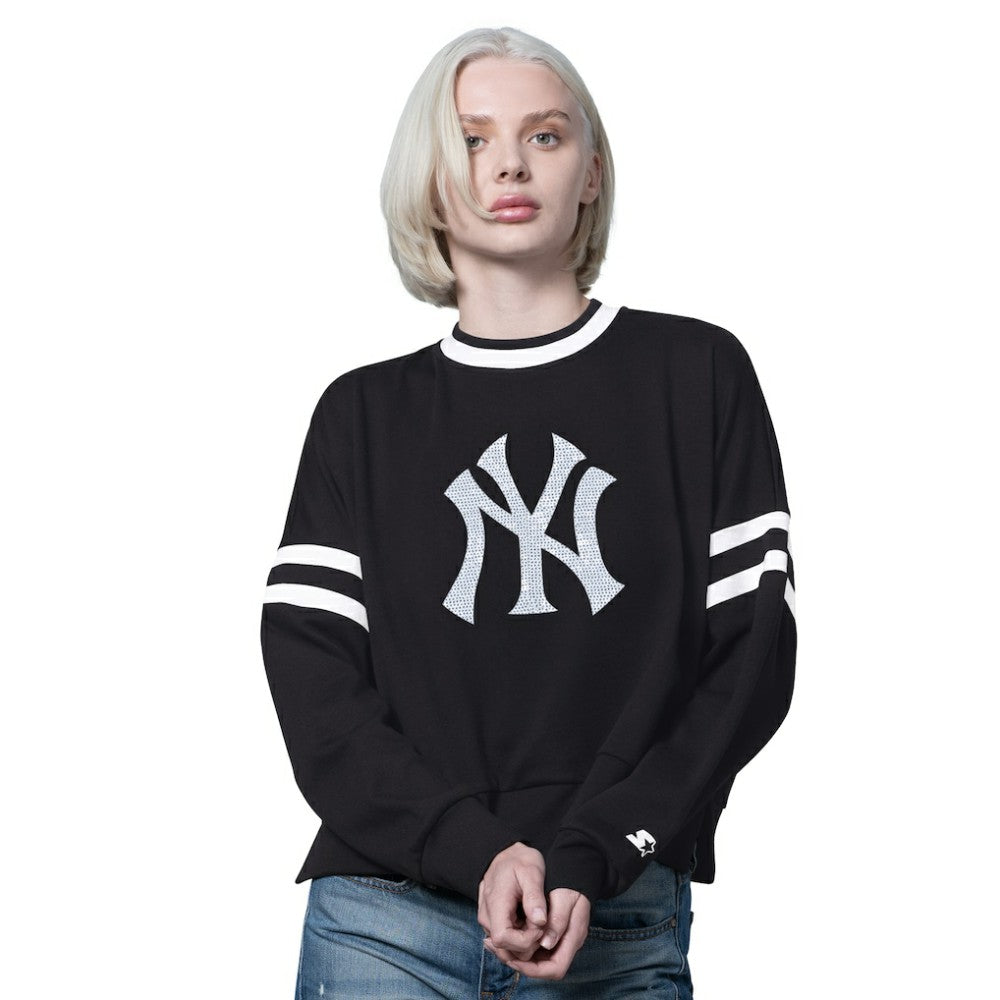 New York Yankees Starter Women's Rally Cropped Drop Shoulder Crewneck Sweatshirt - MLB