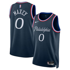 Tyrese Maxey Philadelphia 76ers Unisex 2025/26 Swingman Jersey Navy City Edition - NBA