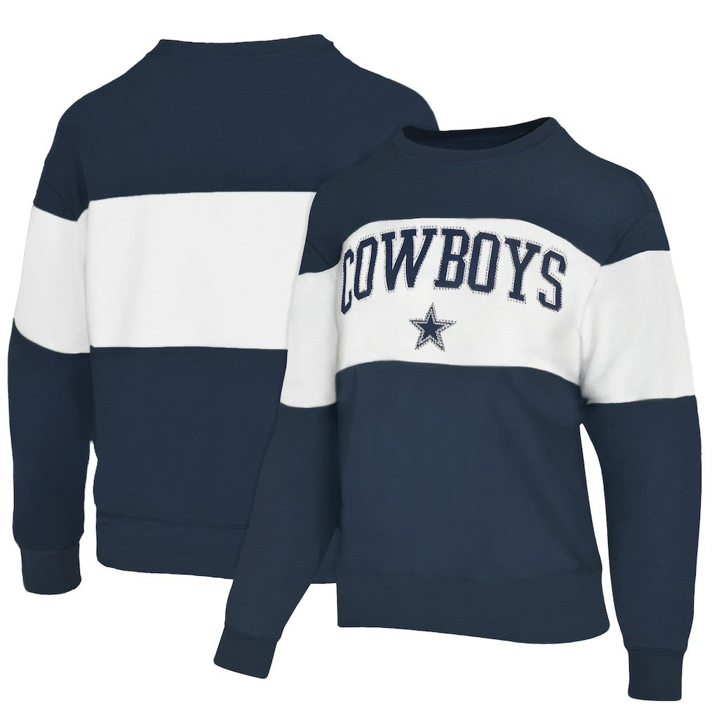 Dallas Cowboys Lauren James Women's Bling Colorblock Terry Sweatshirt Navy | NFL