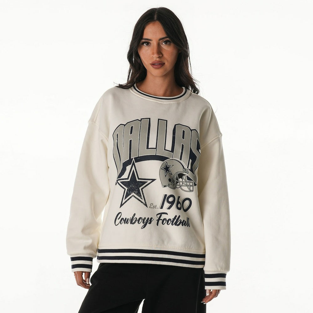 Dallas Cowboys The Wild Collective Women's Oversized Vintage French Terry Sweatshirt Cream | NFL
