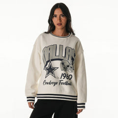 Dallas Cowboys The Wild Collective Women's Oversized Vintage French Terry Sweatshirt Cream | NFL
