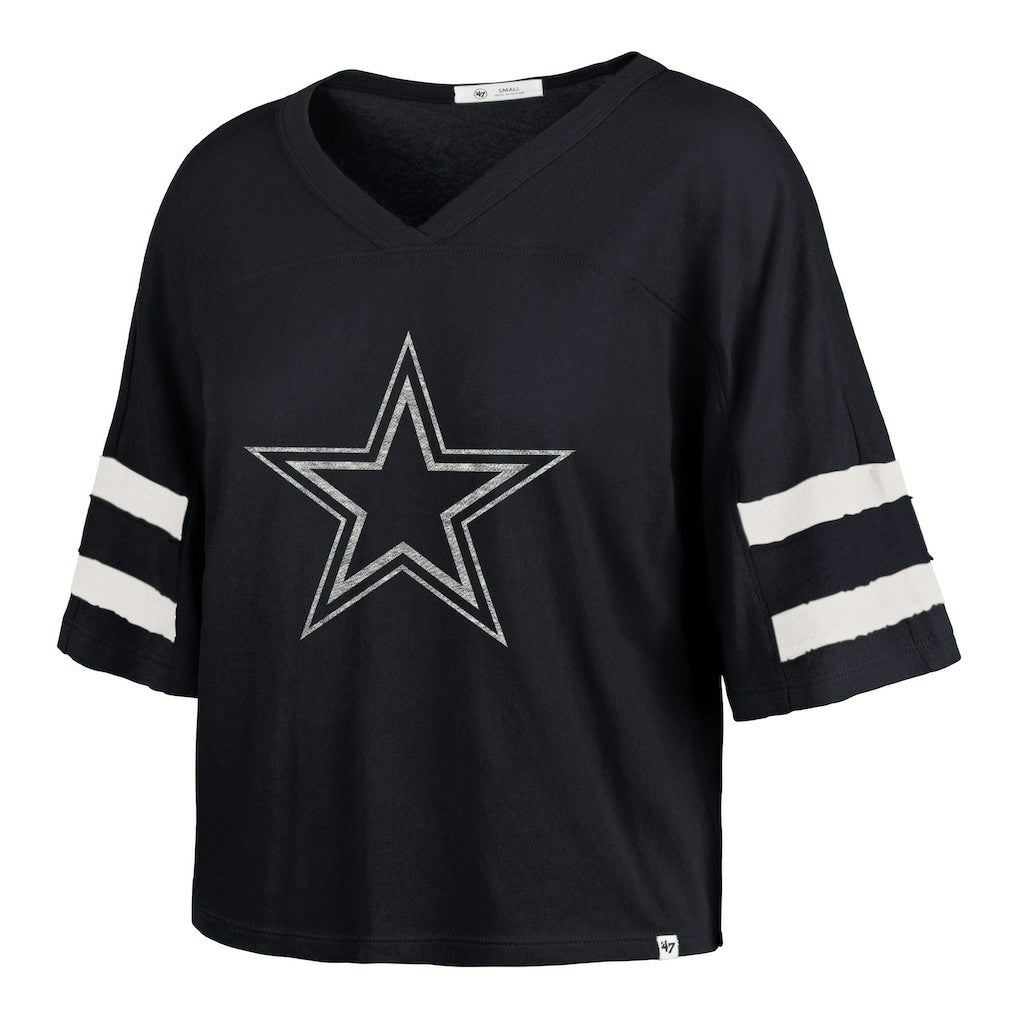 Dallas Cowboys '47 Women's Premier Scout Cropped V-Neck T-Shirt Navy | 47 brand