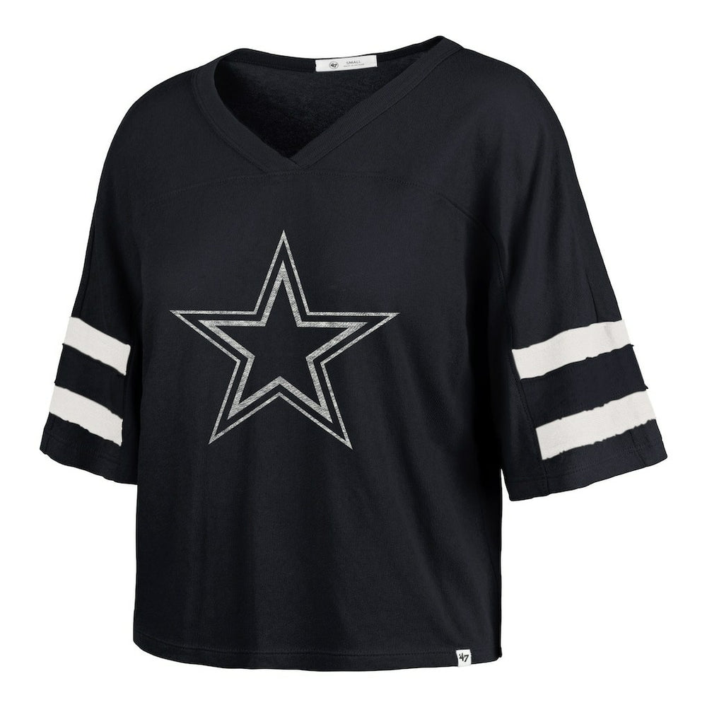 Dallas Cowboys '47 Women's Premier Scout Cropped V-Neck T-Shirt Navy | 47 brand