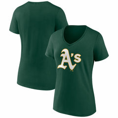 Athletics Women's Logo V-Neck T-Shirt - MLB