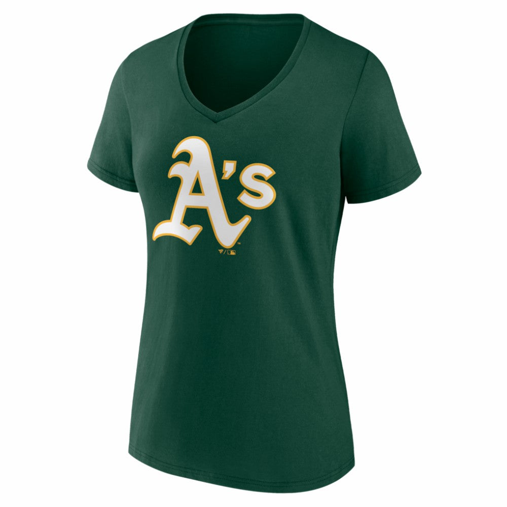 Athletics Women's Logo V-Neck T-Shirt - MLB